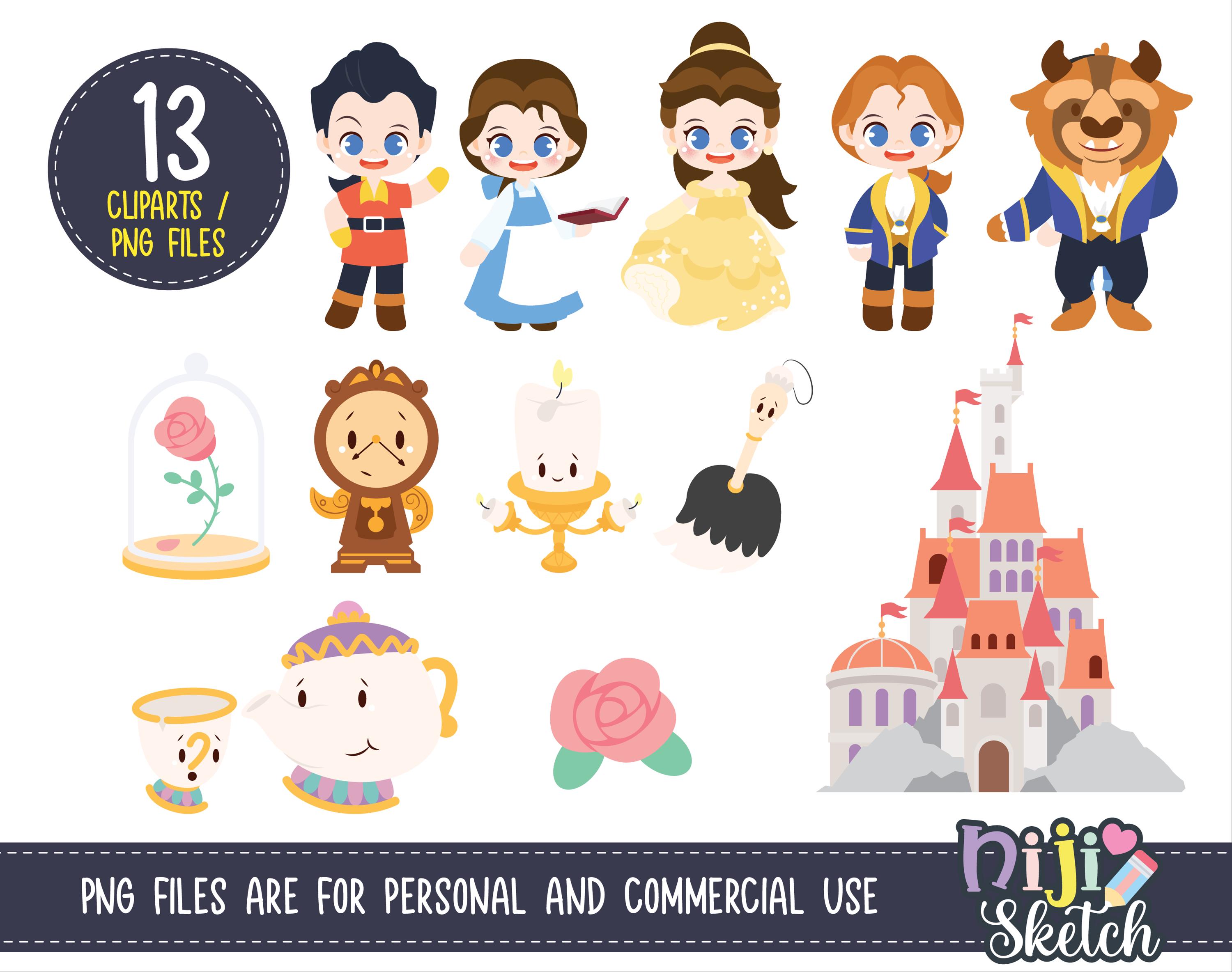 Beauty and the Beast Clipart, Princess Clipart, Fairytale Clipart, PNG ...