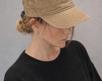 Gorra militar retro, gorra de béisbol de algodón lavado vintage, gorra plana informal