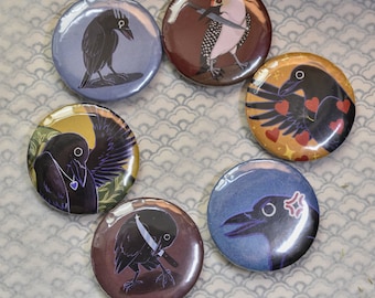 Handmade button pin – funny birds collection