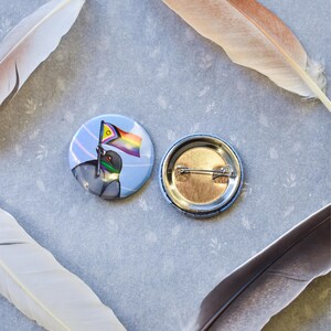 pride ally pigeon button pin