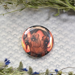 Handmade fantasy button pin &quot;Kerberos&quot; / Bullmastiff as a Kerberos