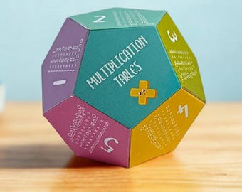 Juego de matemáticas para niños: Dodecaedro de la tabla de multiplicar (manual de papel 3D)