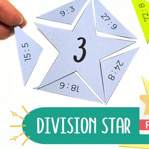 Math Puzzle Game – Printable Division Stars – Fun Cut and Solve Activity for Kids