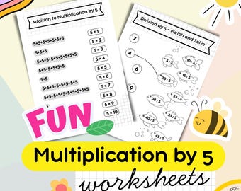 Actividades divertidas de matemáticas: hojas de ejercicios de la tabla del 5, PDF para aprender en casa en días lluviosos