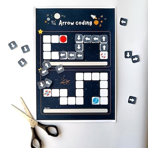 Coding for kids  Space coding Arrow coding  Space Coding Unplugged  worksheets  Preschool worksheets Printable coding activity for beginners
