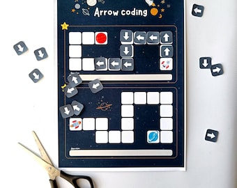 Space Coding Worksheets: Arrow Coding, Preschool Printable (Digital Download)