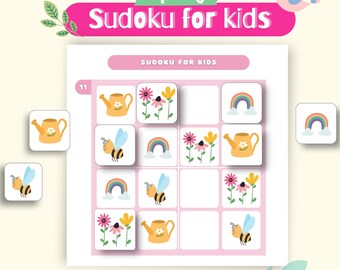 Sudokus de primavera imprimibles para niños: cuadrículas fáciles de 3x3 y 4x4 (PDF)