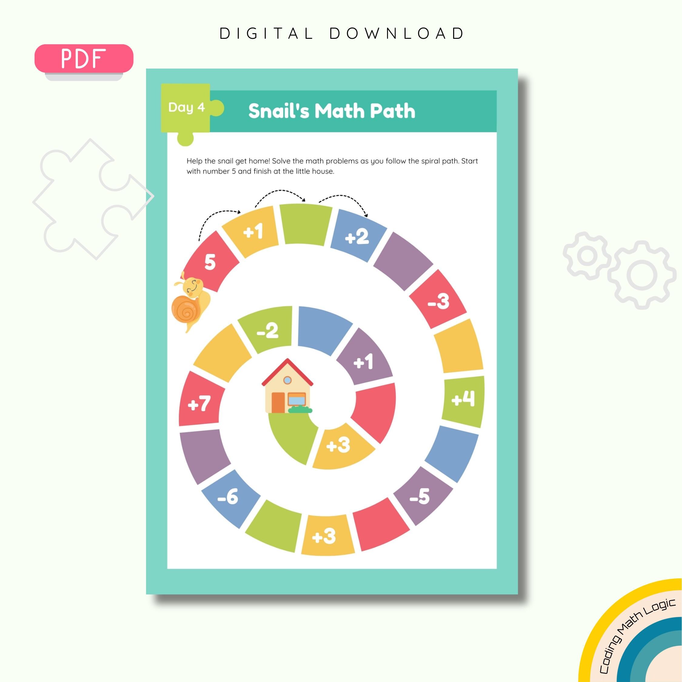 Mind Gym Math Kids Brain Gym Challenge Printable PDF | 10 Day Math Logic Coding ...