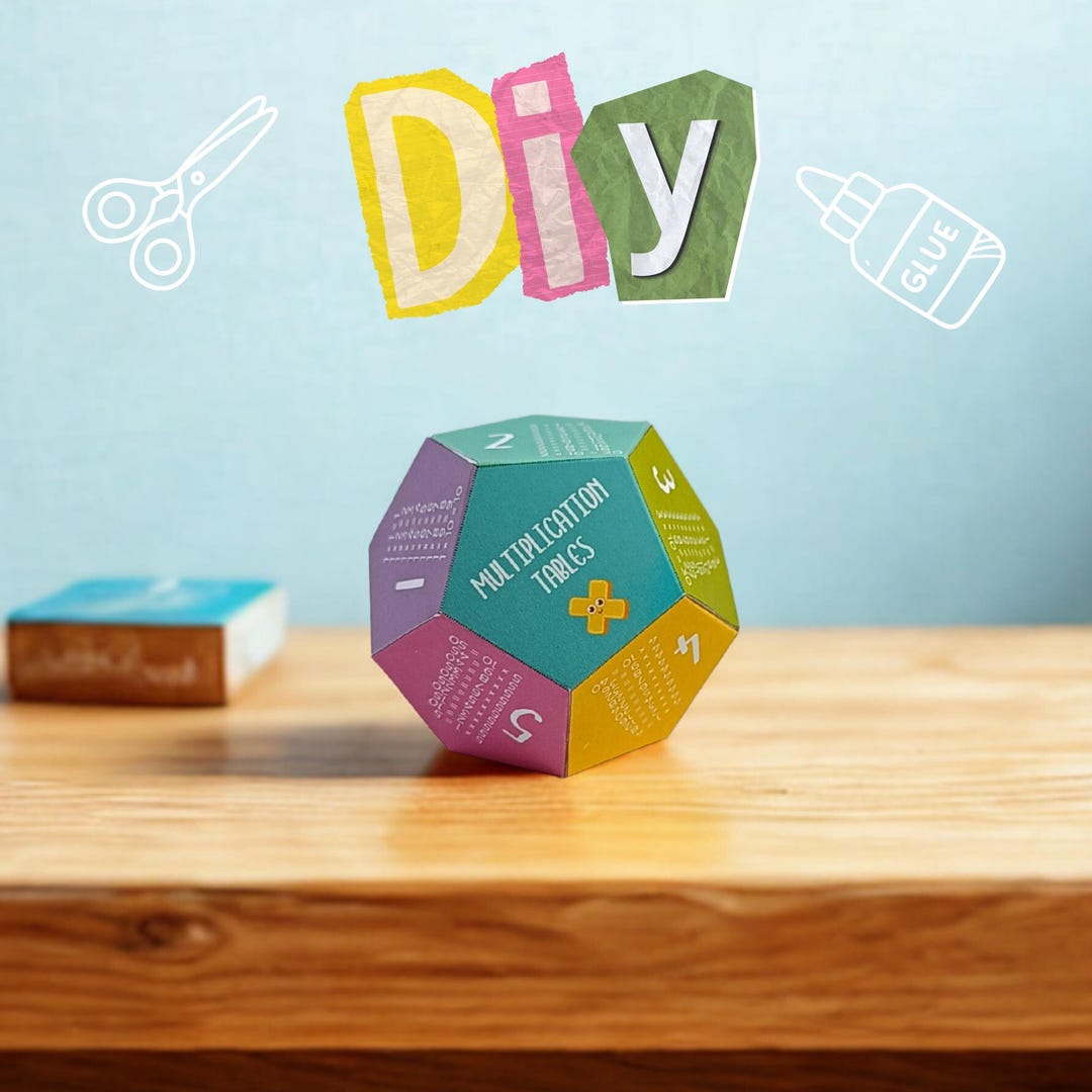 Multiplication Table Math Craft DIY Math Game for Kids: Multiplication Table Dodecahedron 3D Paper ...