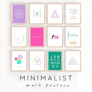Pósteres imprimibles de matemáticas Pósteres de matemáticas de pared Conjunto educativo Pósteres estéticos Recursos matemáticos Decoración digital para aulas de matemáticas Póster minimalista