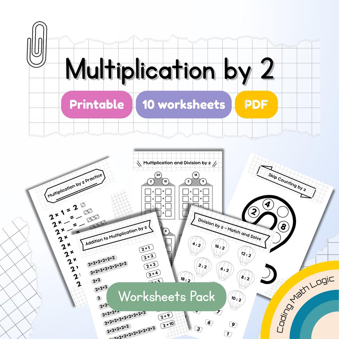 Printable Multiplication by 2 Worksheets Pack | Skip Counting Flash ...