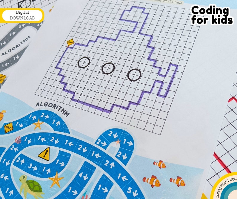 Coding for Kids My First Algorithm Code Activity Code Worksheets Logic ...