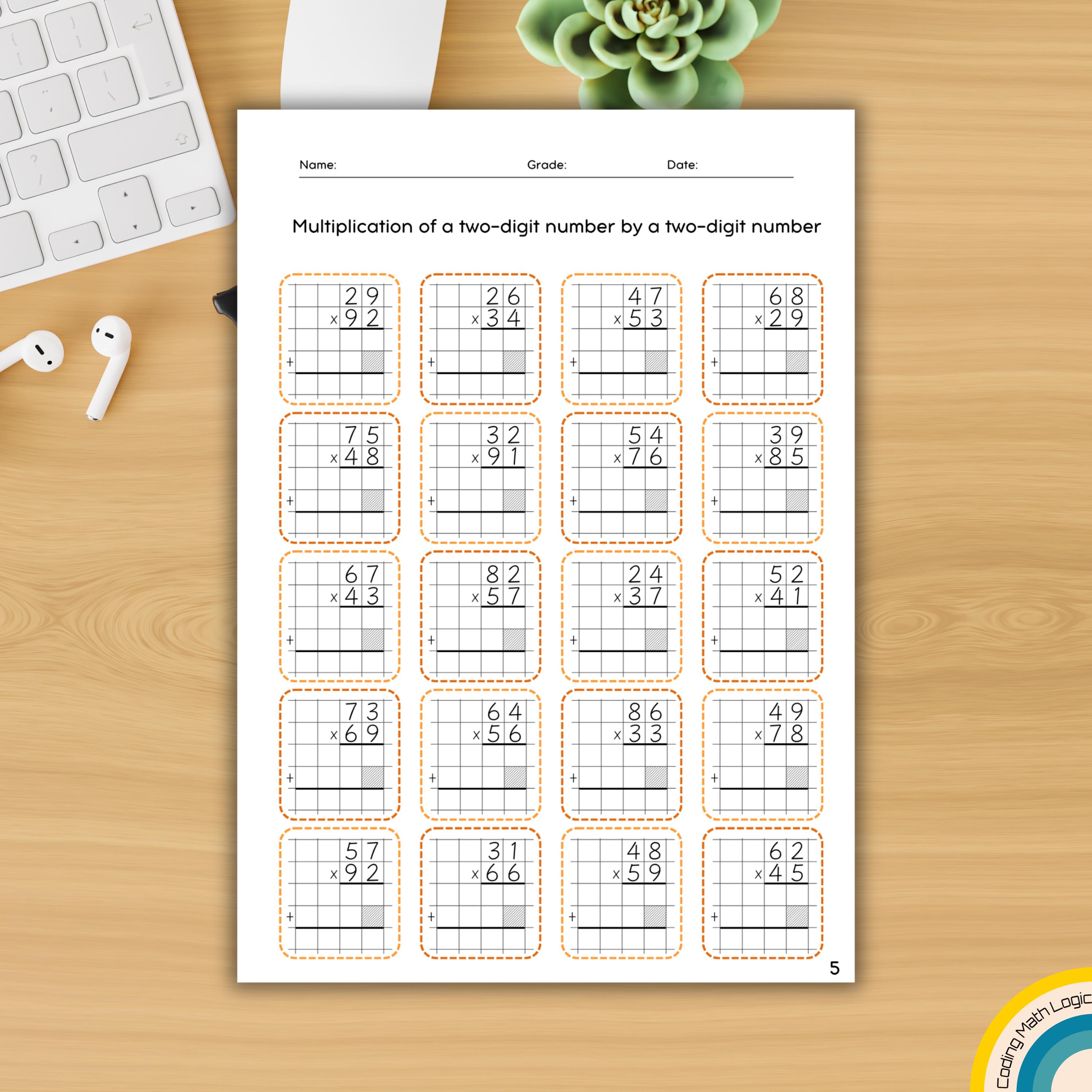 Multiplication Worksheets: 2 & 3 Digit Math Problems (PDF Download) - Etsy