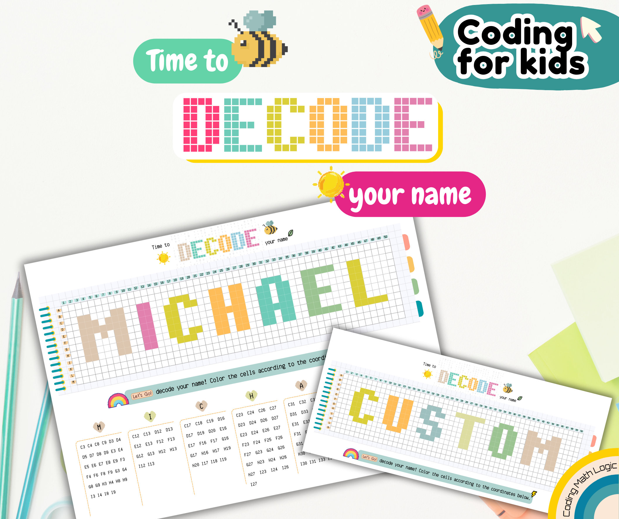 Coding for Kids Decoding Worksheet Custom Name Worksheets Name Practice ...