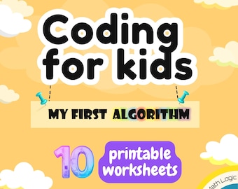 Hojas de trabajo imprimibles de programación para niños, juego de lógica STEM sin conexión para la educación en casa.