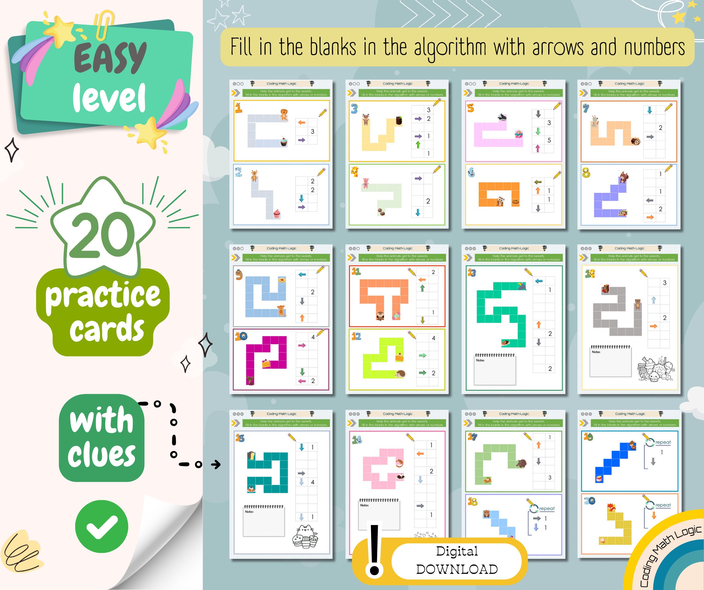 Coding for Kids Coding Worksheets Arrows Game Kids Learning Coding ...