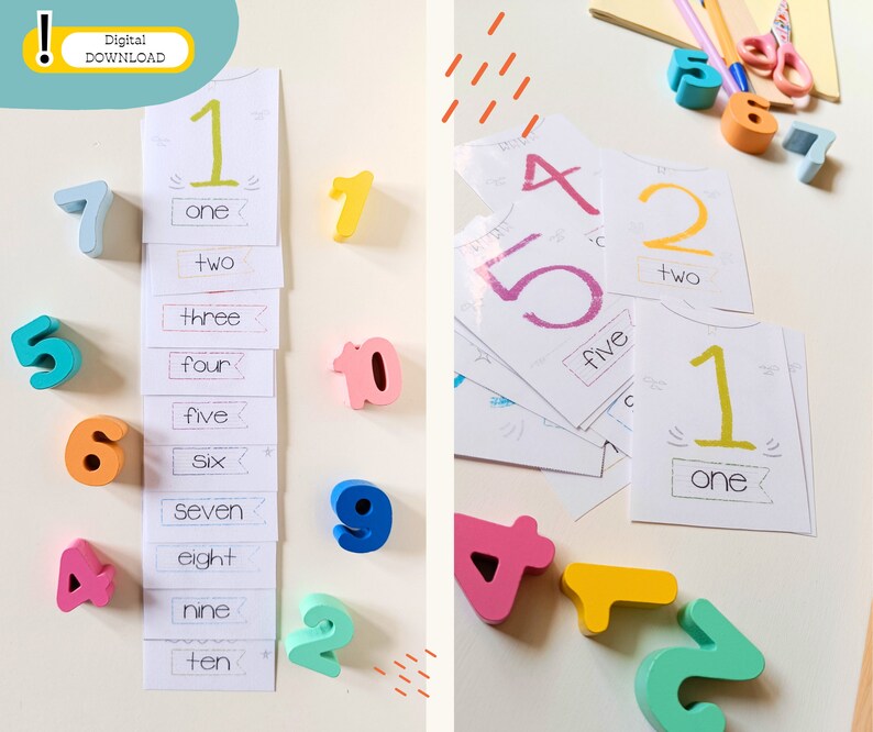 Tarjetas de números para preescolar: Tarjetas de conteo del 1 al 10 ...