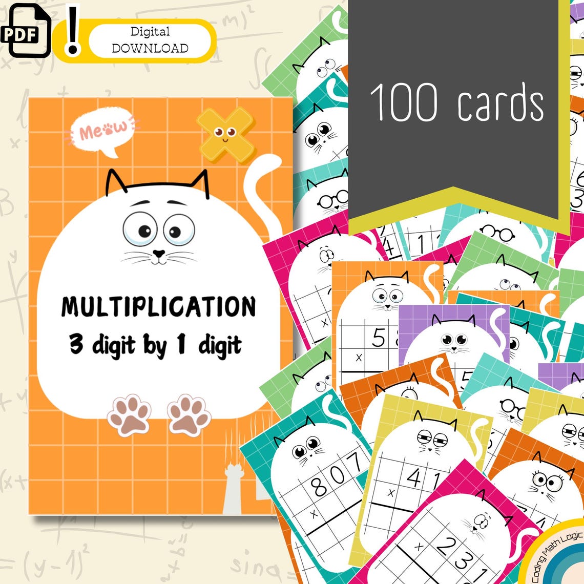Multiplication Task Cards: 3-digit by 1-digit Math (PDF Download) - Etsy
