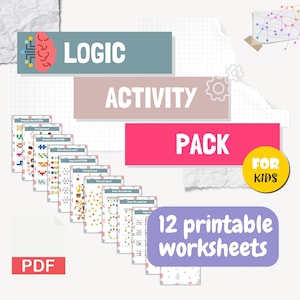 LOGIC ACTIVITY PACK Brain teasers Printable Logic Worksheets Mind games Kids activity packs