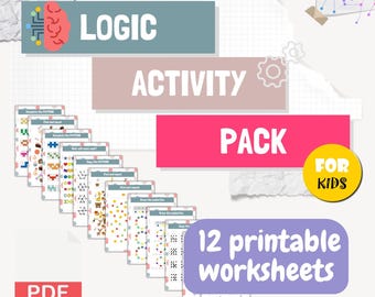 PAQUETE DE ACTIVIDADES DE LÓGICA para niños Rompecabezas Hojas de trabajo de lógica imprimibles Juegos mentales Paquetes de actividades Rompecabezas matemáticos Pensamiento lógico