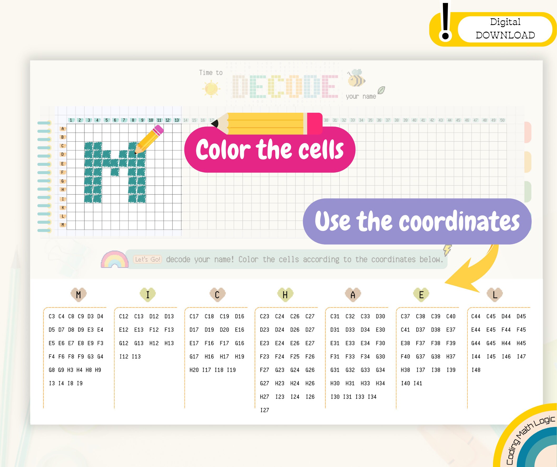 Coding for Kids Decoding Worksheet Custom Name Worksheets Name Practice ...