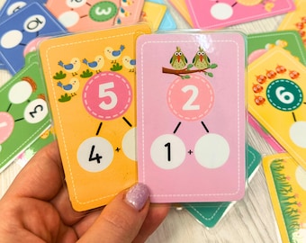 Matemáticas de primer grado - Tarjetas didácticas de vínculos numéricos hasta 10: Matemáticas de jardín de infantes (Descarga digital)