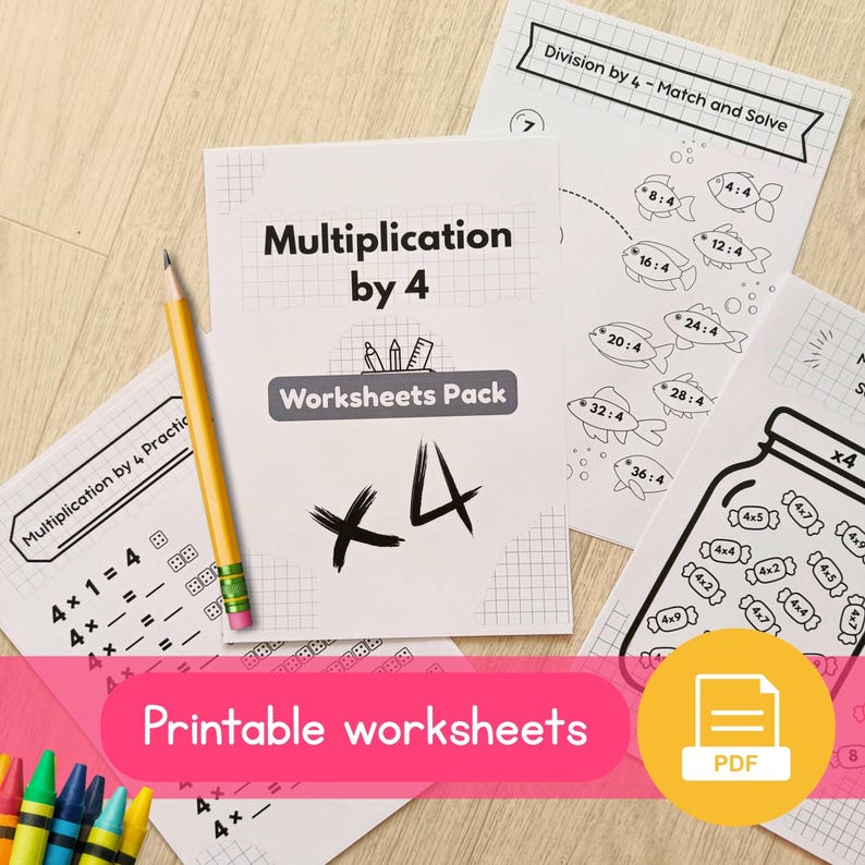 Math Mastery Pack: 4 Times Table Worksheets, Ink-friendly Homeschool ...