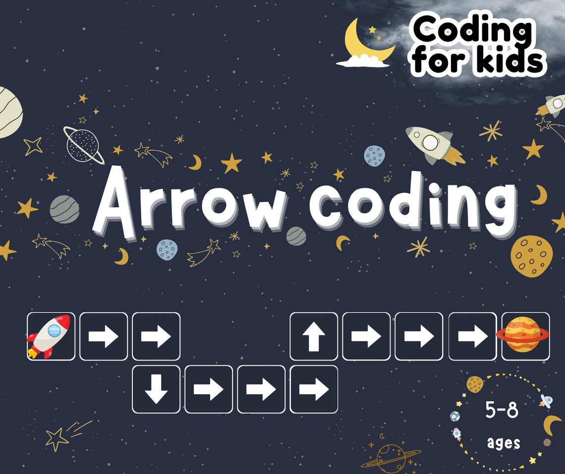 Space Coding Worksheets: Arrow Coding, Preschool Printable (digital ...