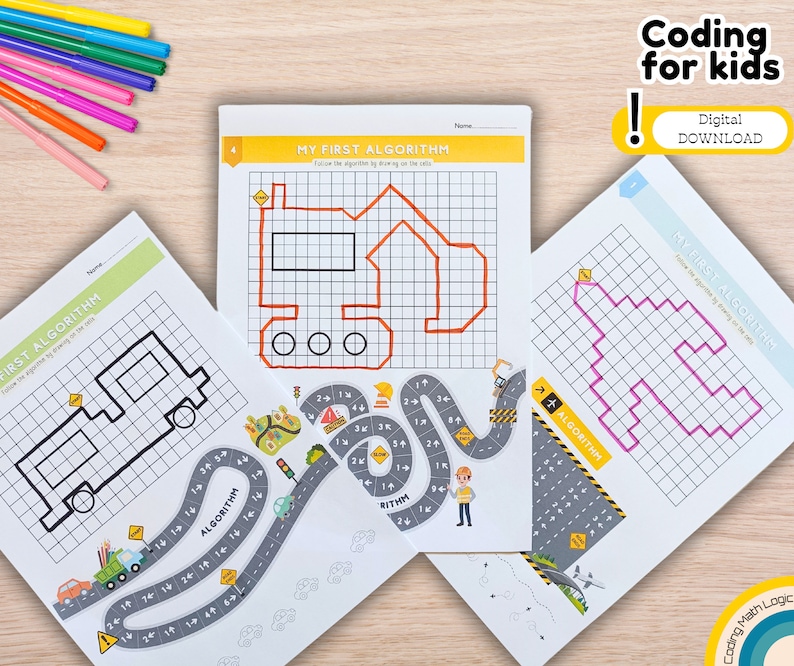 Coding for Kids My First Algorithm Code Activity Code Worksheets Logic ...