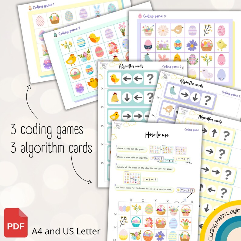 Easter Coding Activity: Spring Logic Games for Kids (digital Download ...
