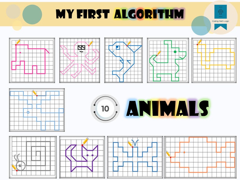 Coding for Kids My First Algorithm Graphic Dictation - Etsy