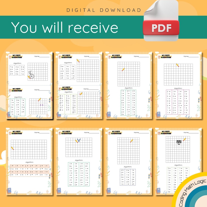 Coding for Kids Printable Worksheets | Animal Coding Pictures | STEM ...