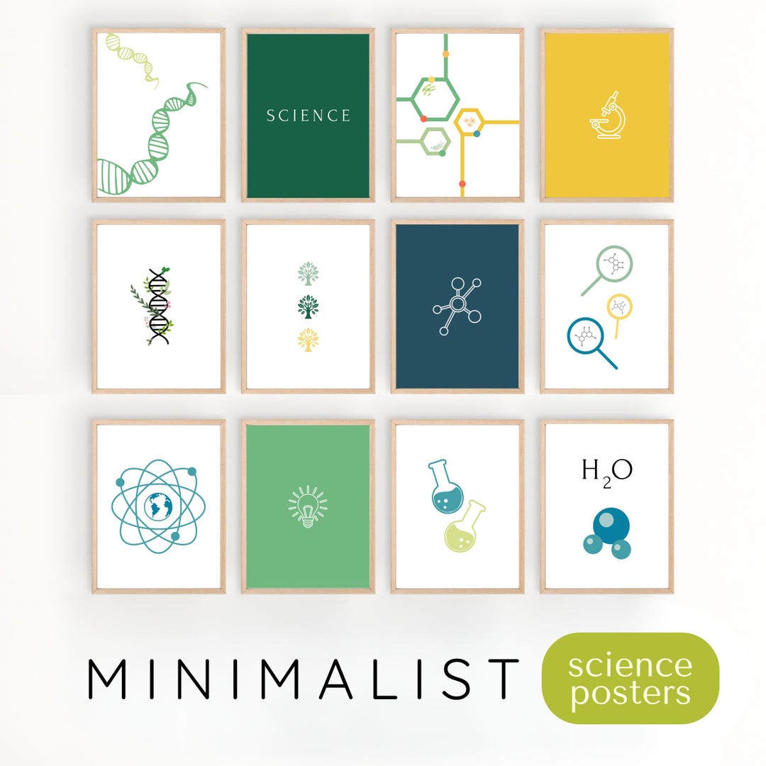 Science Classroom Poster Set: Minimalist Biology &amp; Chemistry Decor (digital Download) - Etsy Canada