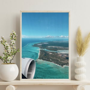Aerial view of ocean, Turks and Caicos Islands, digital instant download