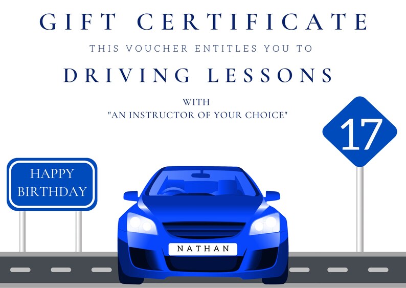 DRIVING LESSONS Gift Voucher Digital Download Learner Driver Gift ...