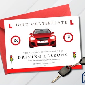 Geschenkgutschein für Fahrstunden, Geschenkgutschein für Fahrstunden zu Hause ausdrucken, Geschenkgutschein für Teenager, Geschenk für Fahrschüler, personalisierter Geschenkgutschein