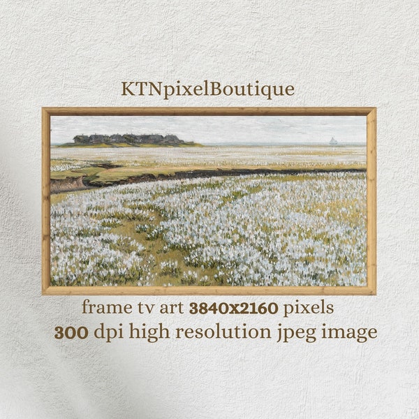 Spring Wildflower Field Digital Download Frame TV Art, Flower Meadow, Warm Tone Landscape, Samsung Frame TV Art, Spring Frame TV Art