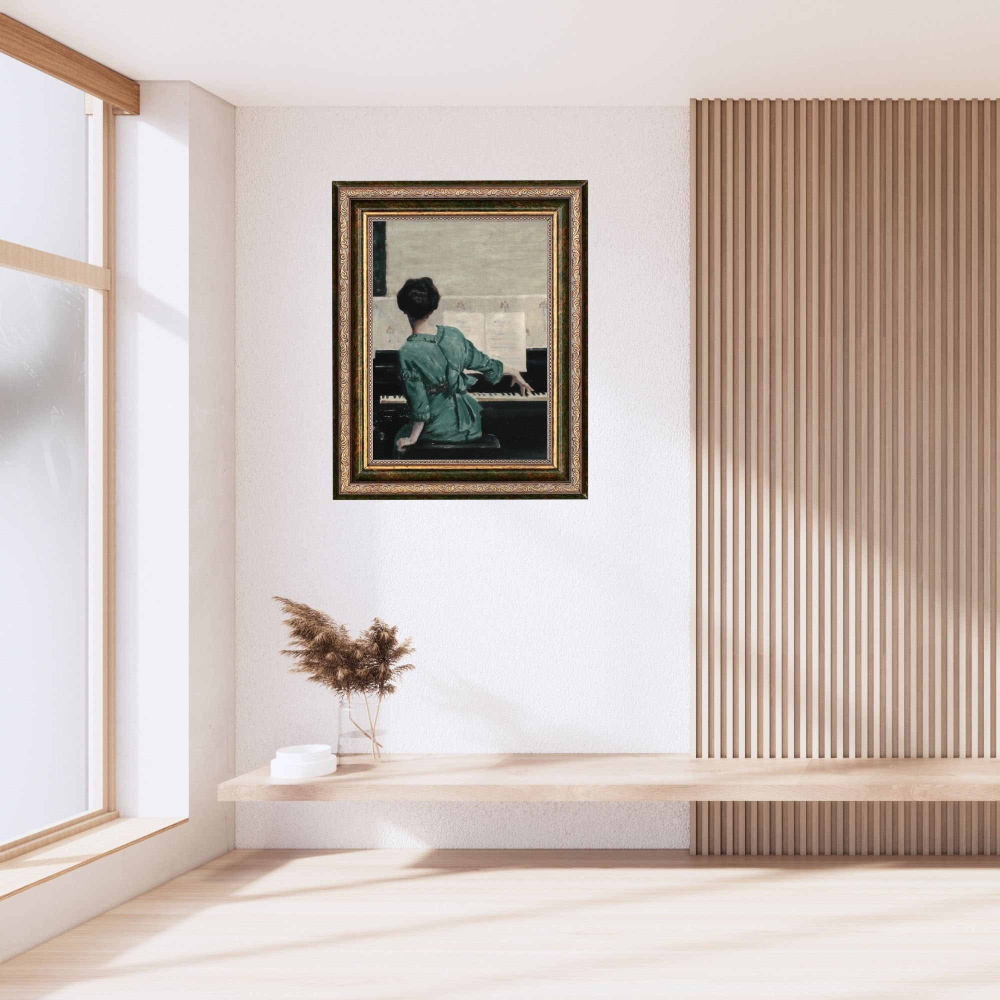 Vintage Woman Oil Painting Printable, Female Pianist Antique Farmhouse ...