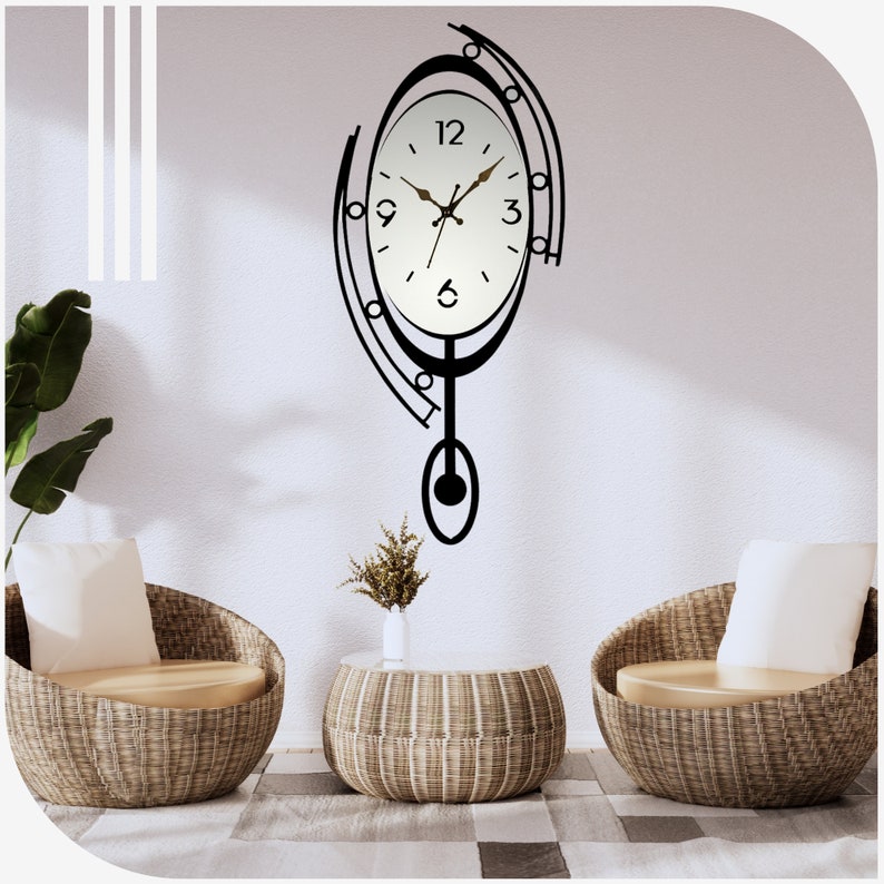 Metal Themed Modern Time Large Hanging Decorative Wall Clock With