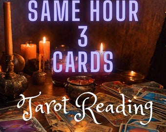 MÊME HEURE Tarot Lecture | Lecture de 3 questions - Vie - Carrière - Général 1 heure de lecture de cartes de tarot | Précis Honnête