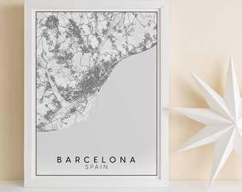 Barcelona Map Print, Barcelona Wall Art, Barcelona Poster, Barcelona Map Poster, World Map Poster, Europen City Wall Art, Map of Europe