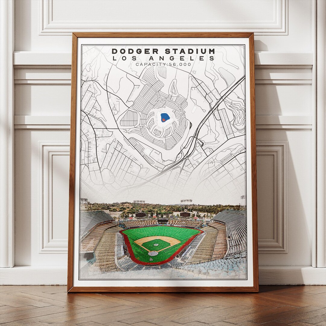 Dodger stadium map wall art baseball decorations for gaming room gift