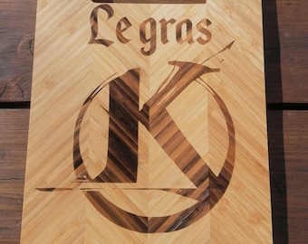 Planche à Découper En Bambou FSC Personnalisée Avec Texte Rainure Pour