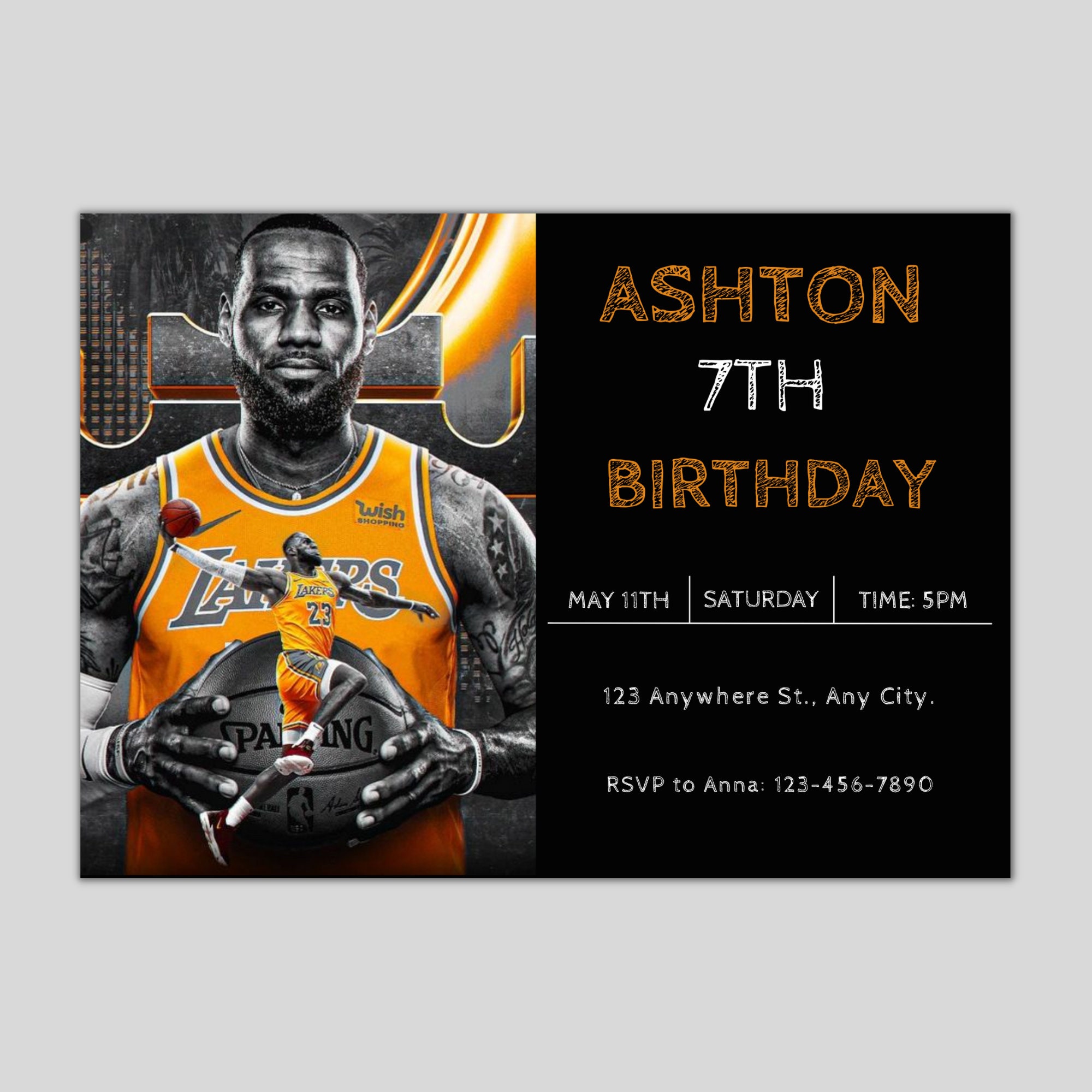 Basketball Birthday Card | Lebron James Card | Lakers Card | Personalised  Handmade A5 Card | for Nephew | Card for Him | Card for Brother