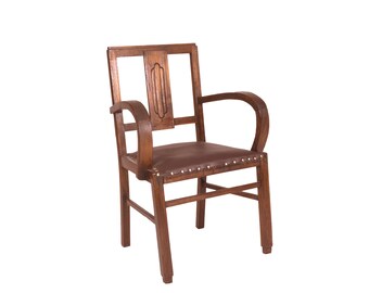 Fauteuil Art Déco en Cuir, 20ème Siècle