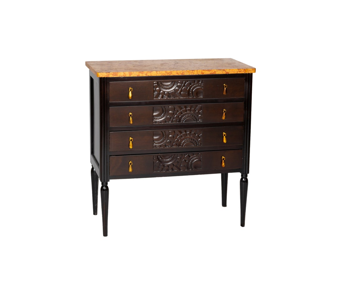 Art Deco Orange Marble Commode 20th Century - Etsy