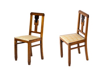 Art Deco Portuguese 10 Dining Chairs, Old Coffee Salon, 1940s