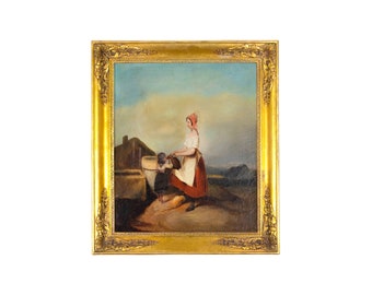 Tableau 19ème Siècle, Femme Et Enfant Par E. Picart