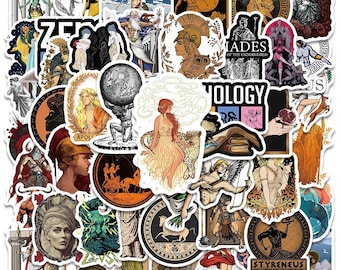 50 Pcs Handmade Greek Mythology Aesthetics Stickers Notebook Bottle Motorcycle Laptop Refrigerator, and More Unique Decals for Toys and More