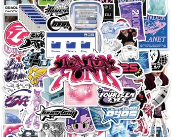 53 Pcs Y2K VSCO 90s Harajuku Style Vintage Handmade Stickers Cute Aesthetic Decal Diary Motorcycle Laptop Scrapbook Toy Girls Sticker